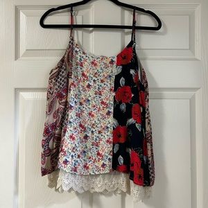 Multi print spaghetti strap top